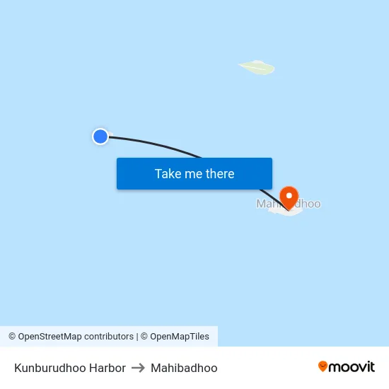 Kunburudhoo Harbor to Mahibadhoo map