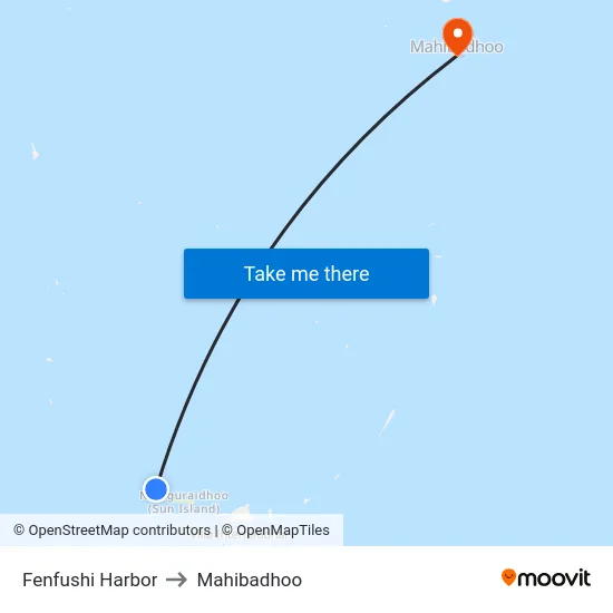 Fenfushi Harbor to Mahibadhoo map