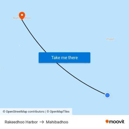 Rakeedhoo Harbor to Mahibadhoo map