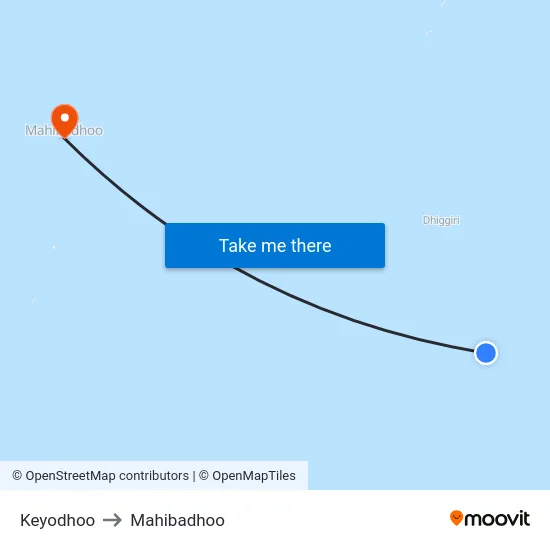 Keyodhoo to Mahibadhoo map