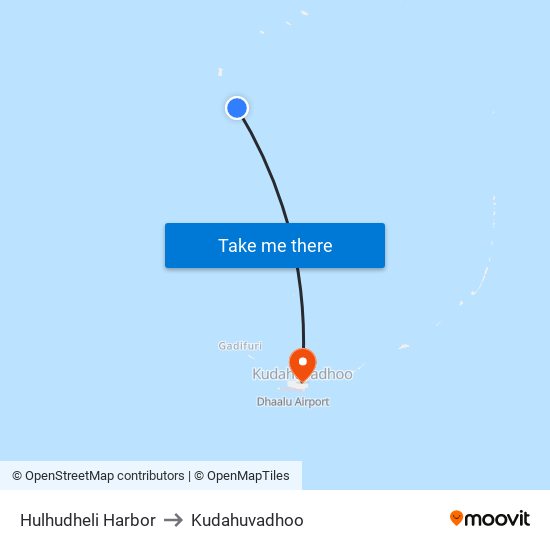 Hulhudheli Harbor to Kudahuvadhoo map
