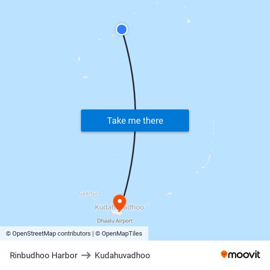 Rinbudhoo Harbor to Kudahuvadhoo map