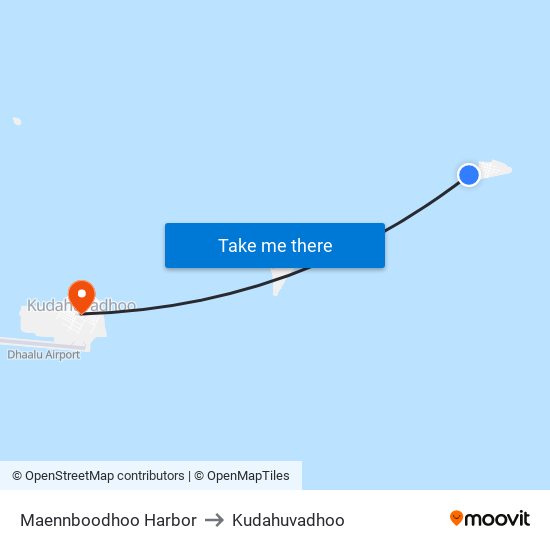 Maennboodhoo Harbor to Kudahuvadhoo map