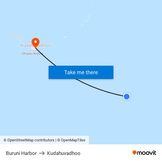 Buruni Harbor to Kudahuvadhoo map