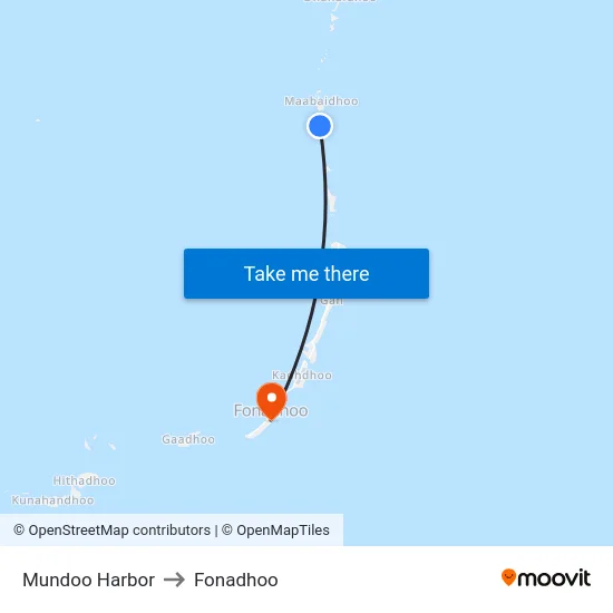 Mundoo Harbor to Fonadhoo map