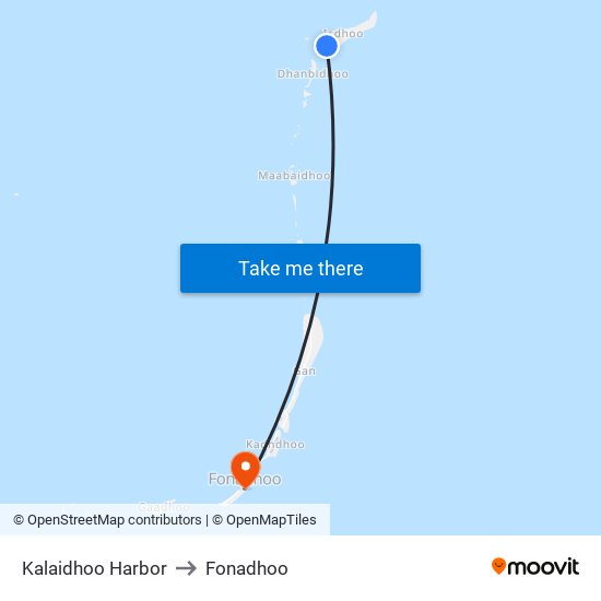 Kalaidhoo Harbor to Fonadhoo map