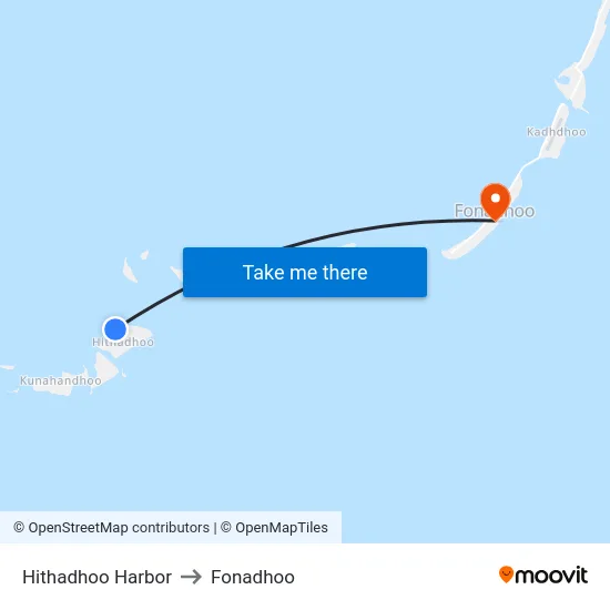 Hithadhoo Harbor to Fonadhoo map