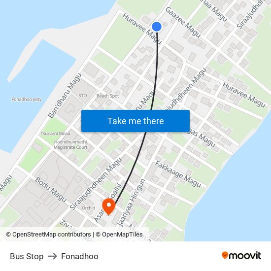 Bus Stop to Fonadhoo map