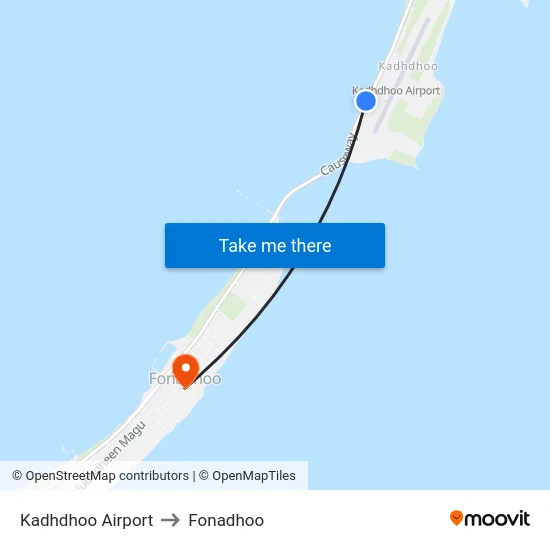 Kadhdhoo Airport to Fonadhoo map