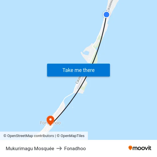 Mukurimagu Mosquée to Fonadhoo map