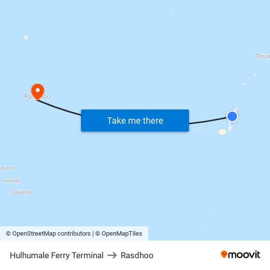 Hulhumale Ferry Terminal to Rasdhoo map