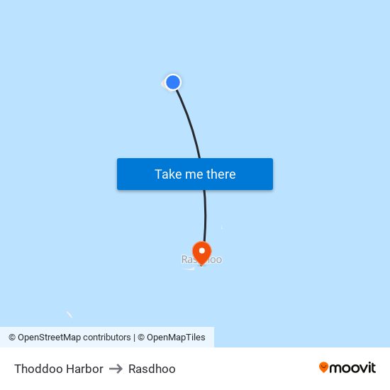 Thoddoo Harbor to Rasdhoo map