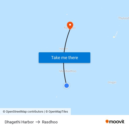 Dhagethi Harbor to Rasdhoo map