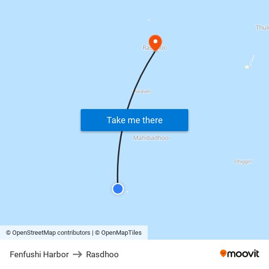 Fenfushi Harbor to Rasdhoo map