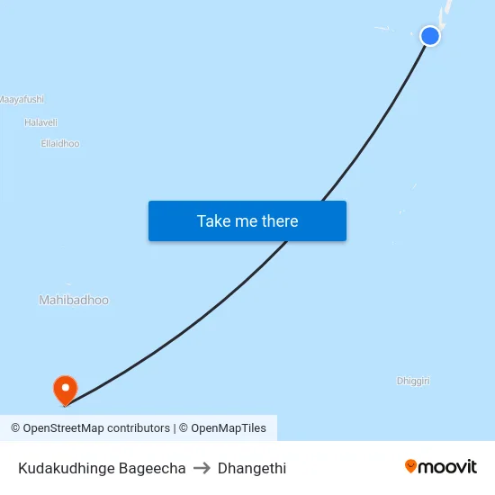 Kudakudhinge Bageecha to Dhangethi map