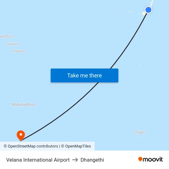 Velana International Airport to Dhangethi map