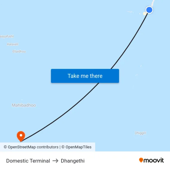 Domestic Terminal to Dhangethi map