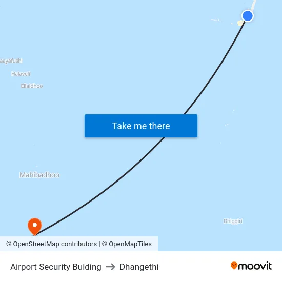 Airport Security Bulding to Dhangethi map