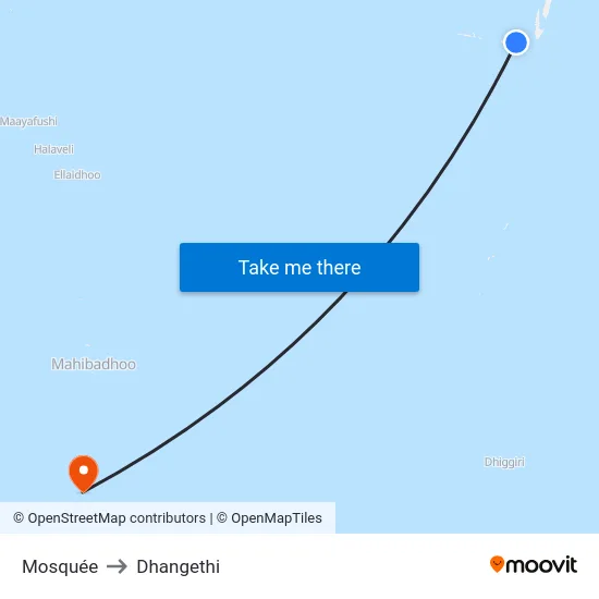 Mosquée to Dhangethi map