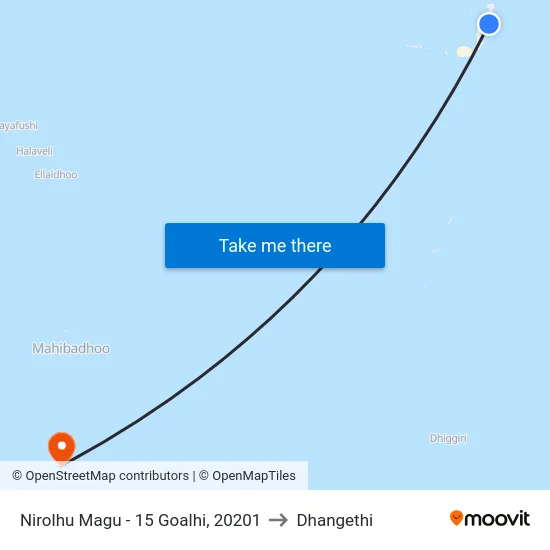 Nirolhu Magu - 15 Goalhi, 20201 to Dhangethi map