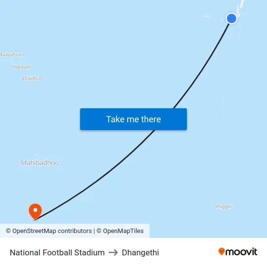 National Football Stadium to Dhangethi map