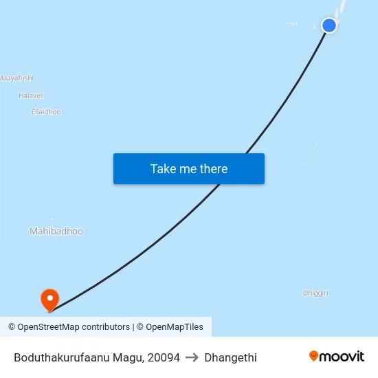 Boduthakurufaanu Magu, 20094 to Dhangethi map