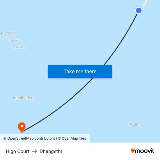 High Court to Dhangethi map