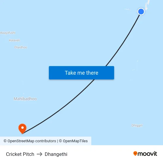 Cricket Pitch to Dhangethi map