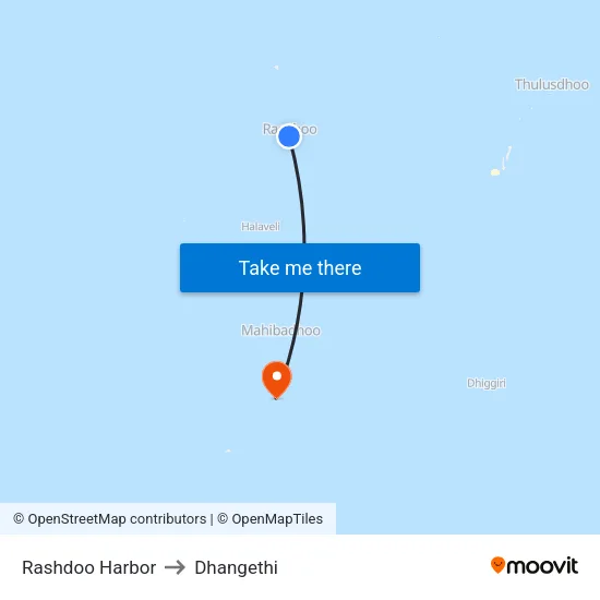 Rashdoo Harbor to Dhangethi map