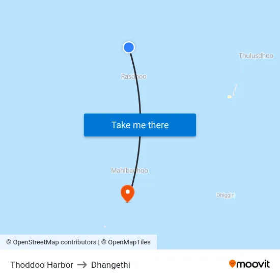 Thoddoo Harbor to Dhangethi map