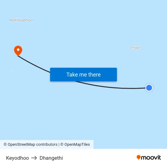 Keyodhoo to Dhangethi map