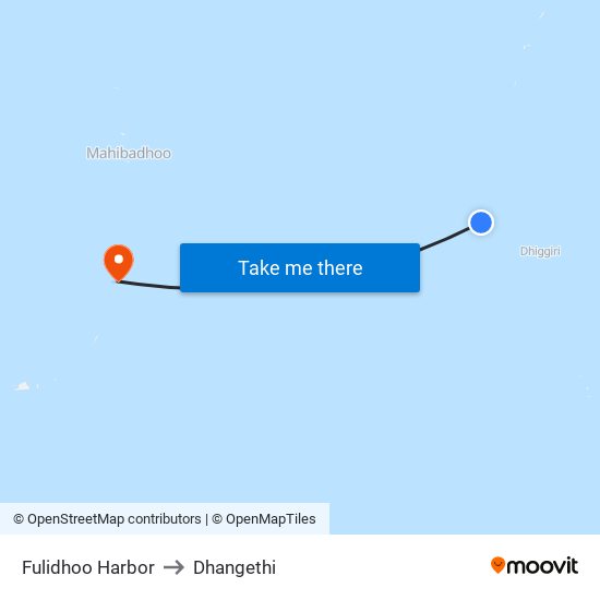 Fulidhoo Harbor to Dhangethi map