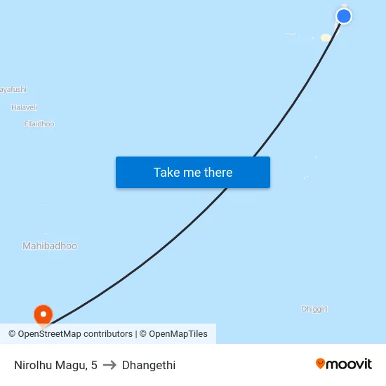 Nirolhu Magu, 5 to Dhangethi map