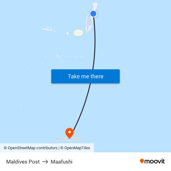 Maldives Post to Maafushi map