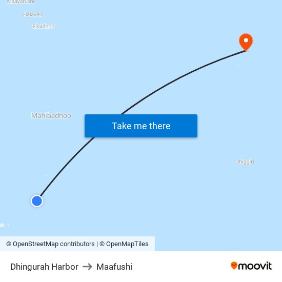 Dhingurah Harbor to Maafushi map