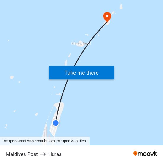 Maldives Post to Huraa map