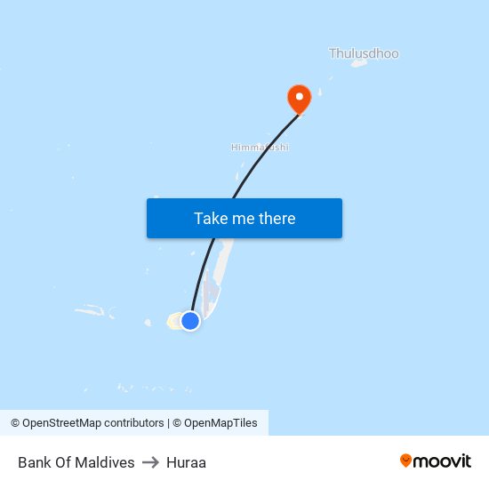 Bank Of Maldives to Huraa map