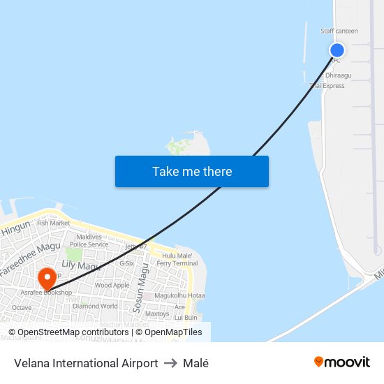 Velana International Airport to Malé map