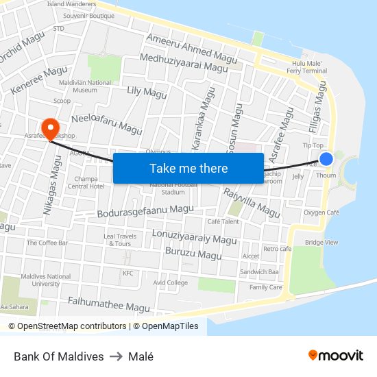 Bank Of Maldives to Malé map