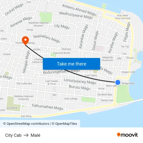 City Cab to Malé map