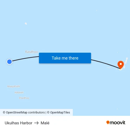 Ukulhas Harbor to Malé map
