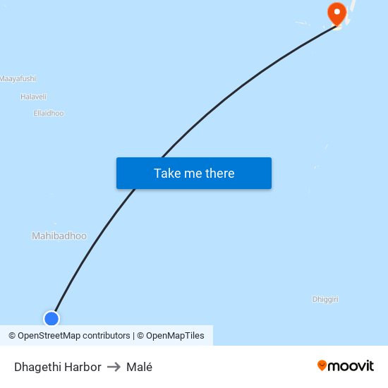 Dhagethi Harbor to Malé map