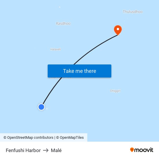 Fenfushi Harbor to Malé map