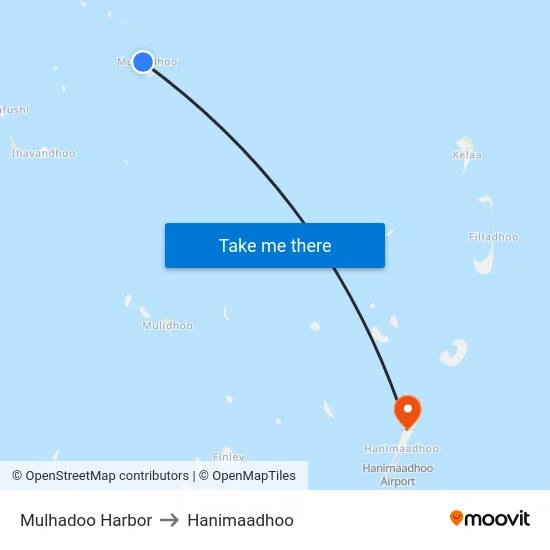 Mulhadoo Harbor to Hanimaadhoo map