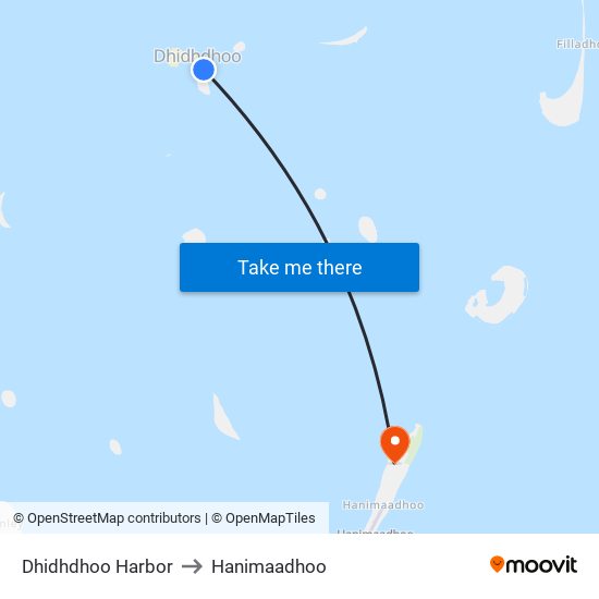 Dhidhdhoo Harbor to Hanimaadhoo map