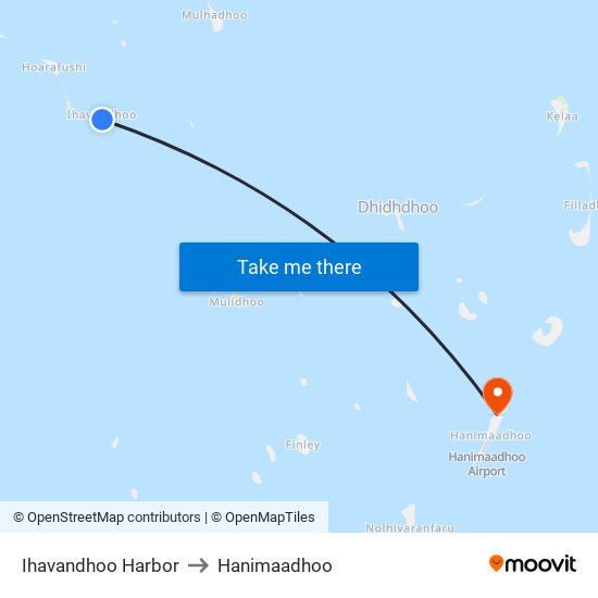 Ihavandhoo Harbor to Hanimaadhoo map