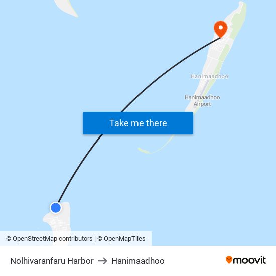 Nolhivaranfaru Harbor to Hanimaadhoo map