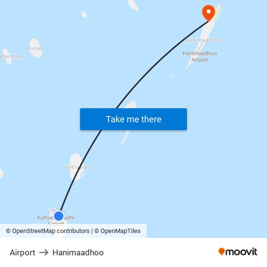 Airport to Hanimaadhoo map