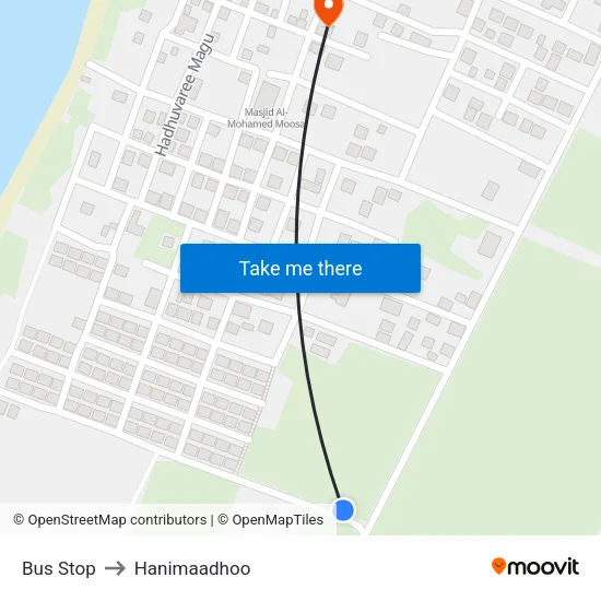 Bus Stop to Hanimaadhoo map