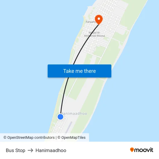 Bus Stop to Hanimaadhoo map